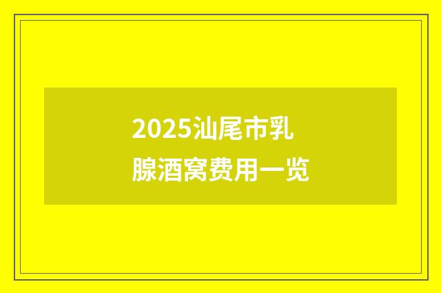 2025汕尾市乳腺酒窩費用一覽